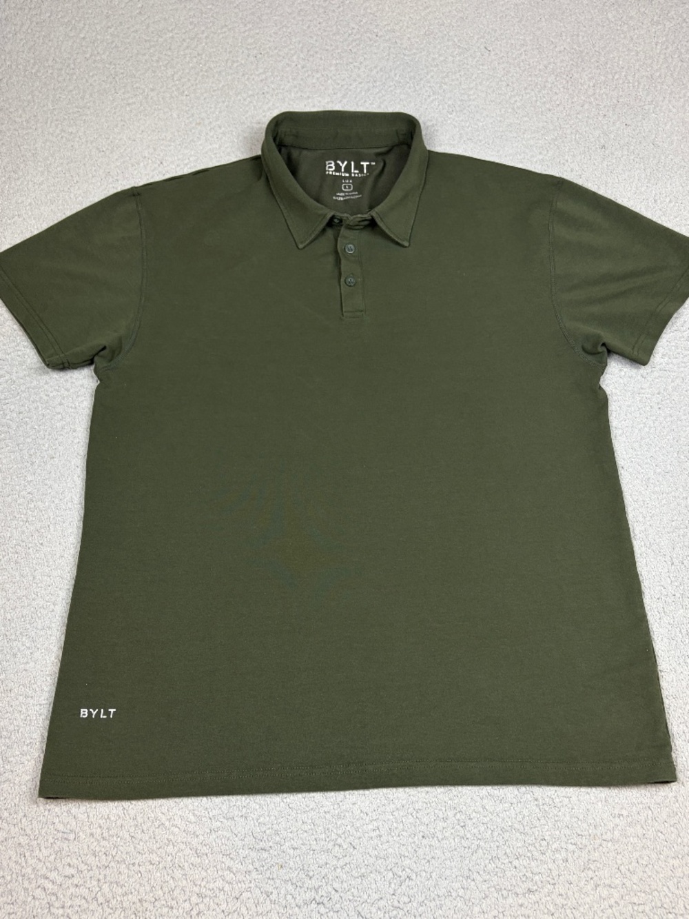 BYLT Lux Polo Shirt Mens Large Green Performance Stretch Short Sleeve Logo